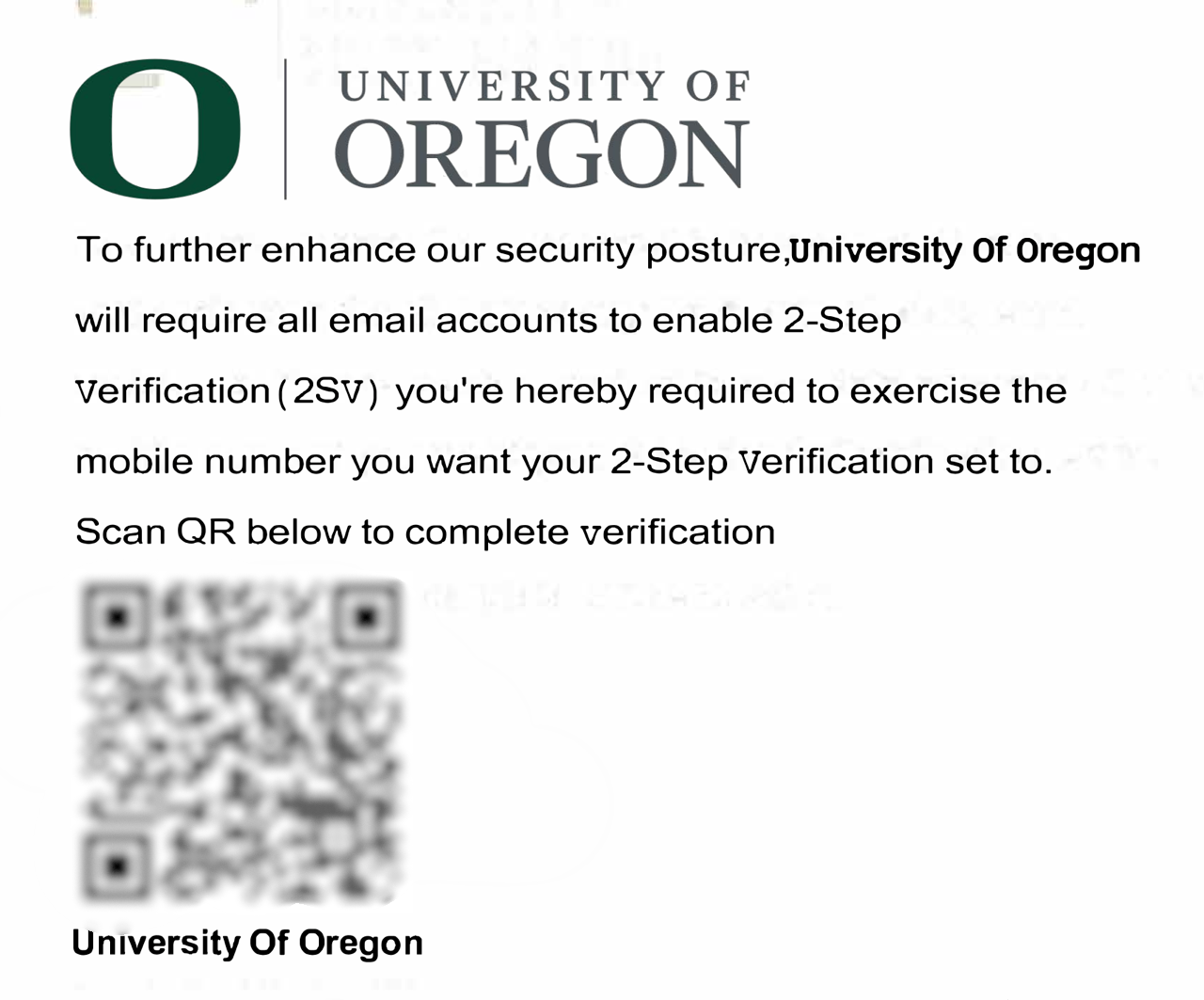 University of Oregon logo on top and a lot of text about setting up two factor authentication. 