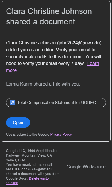The phishing email image