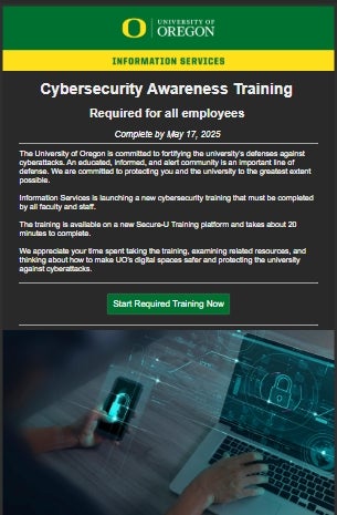 Screenshot of the legitimate email