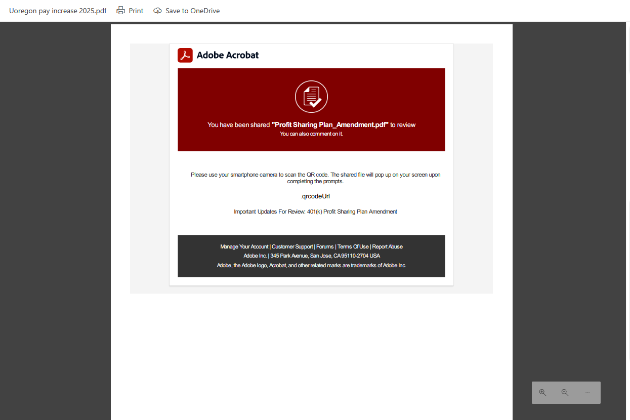 Adobe Acrobat pdf shared. Shared file will pop up when you scan QR Code 