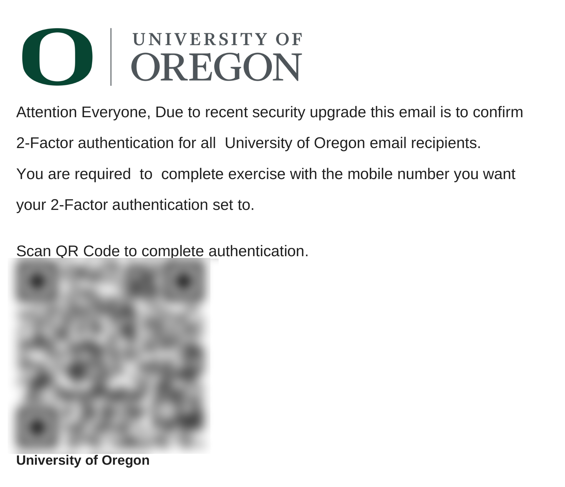 A screenshot of the phishing email