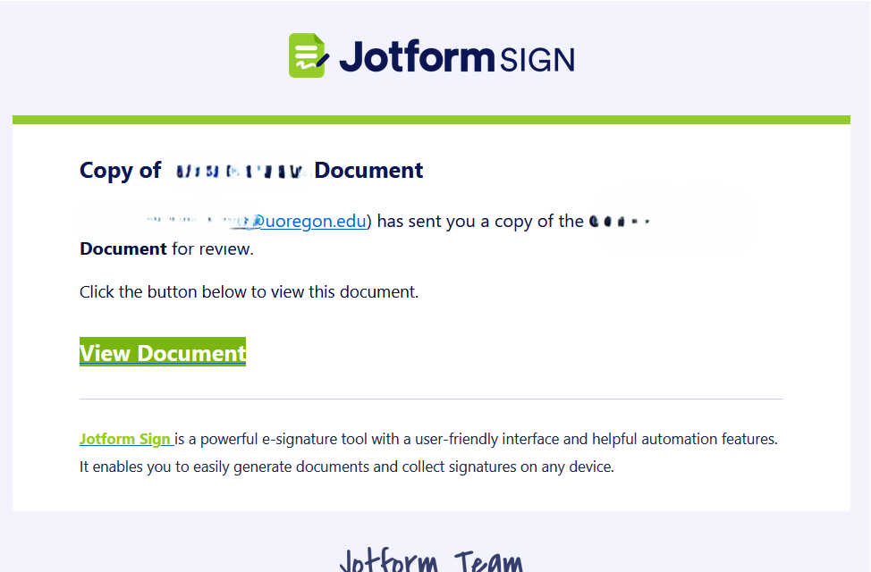Original Email with names blurred out