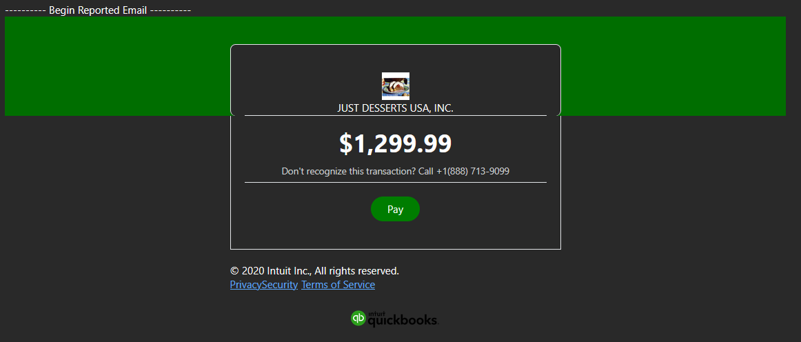 Image of Phishing message