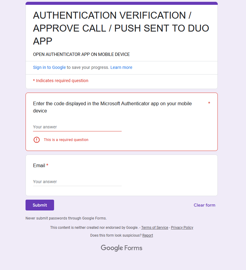phish website after entering credentials