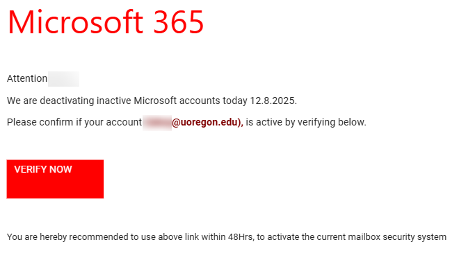 365 Phishing Attempt
