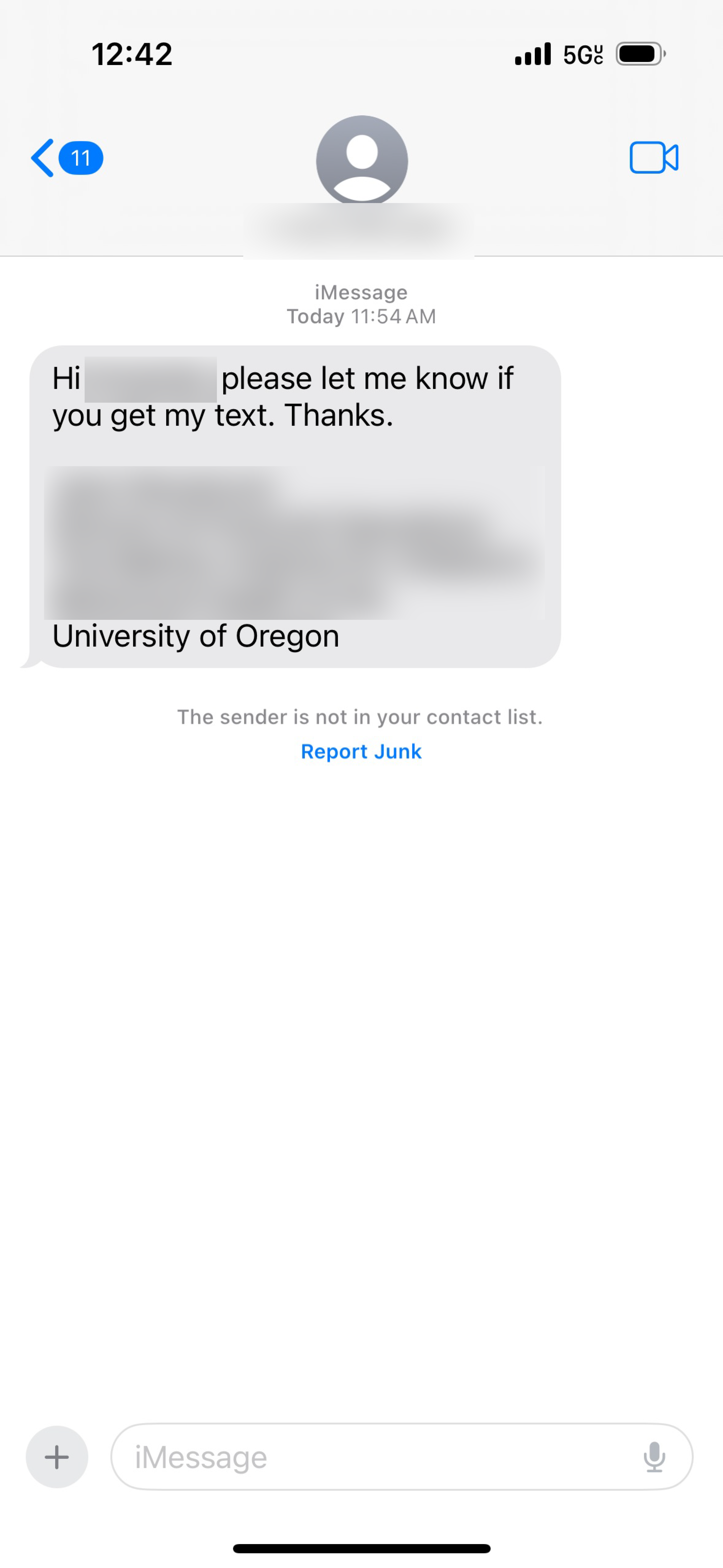 Firest text message containing request to complete task.
