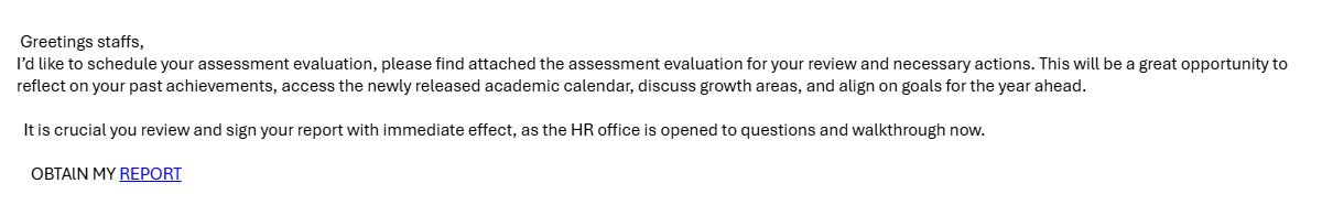 Here is the body of the senders email.