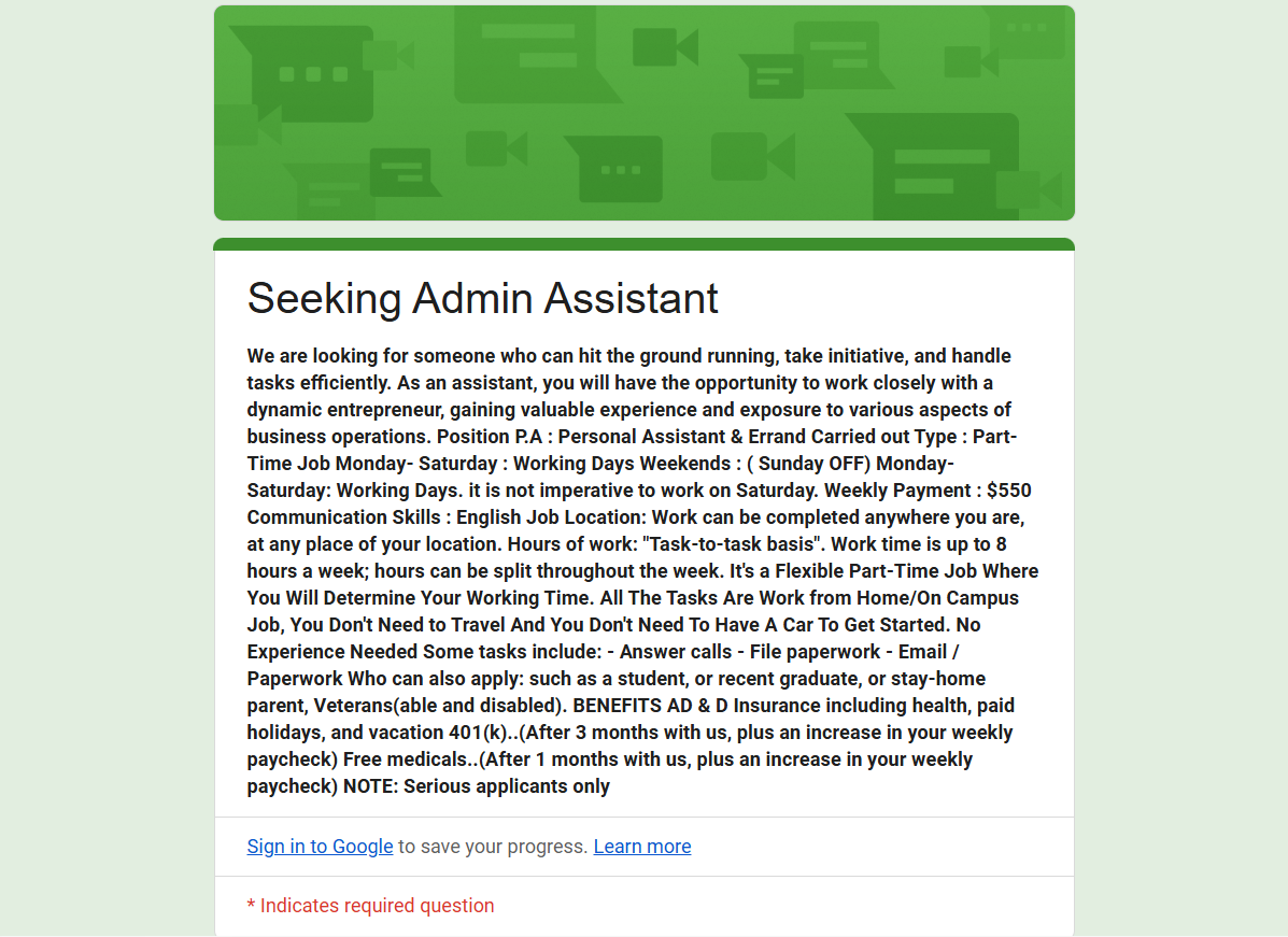 Header of Google Form